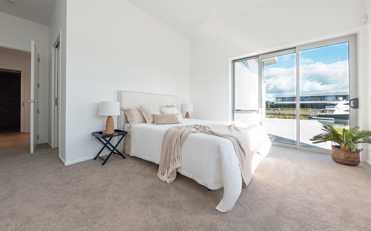 Master bedroom overlooking water